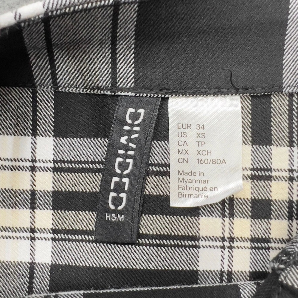 H&M Divided Womens Plaid Mini Dress XS Black White Bodycon Spaghetti Strap‎ - Picture 5 of 10